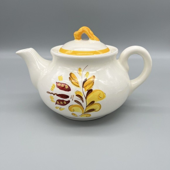 Vintage Stangl Provincial Redware Pottery Teapot With Lid Hand-Painted NJ USA - Picture 1 of 11
